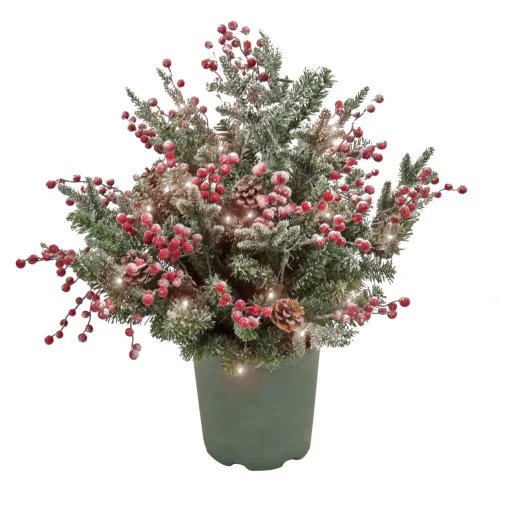 Discount National Tree Company 28" Hgtv Home Collection Pre-Lit Frosted Traditions Planter Filler