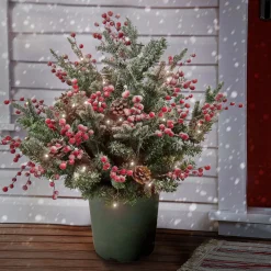 Discount National Tree Company 28" Hgtv Home Collection Pre-Lit Frosted Traditions Planter Filler