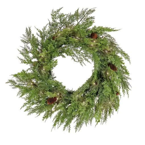 Sale National Tree Company 26" Hgtv Home Collection Pre-Lit Cozy Winter Cedar Wreath
