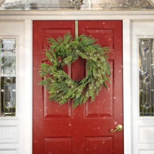 Sale National Tree Company 26" Hgtv Home Collection Pre-Lit Cozy Winter Cedar Wreath