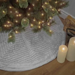 Best National Tree Company 60" Hgtv Home Collection Quilted Velvet Tree Skirt, Silver