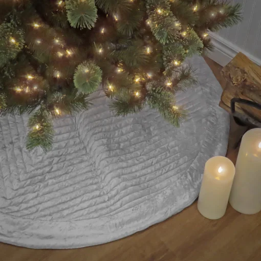 Best National Tree Company 60" Hgtv Home Collection Quilted Velvet Tree Skirt, Silver