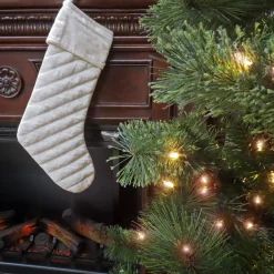 Sale National Tree Company 19" Hgtv Home Collection Quilted Velvet Stocking, Ivory