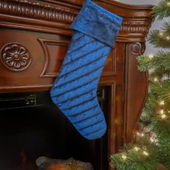 Best Sale National Tree Company 19" Hgtv Home Collection Quilted Velvet Stocking, Blue