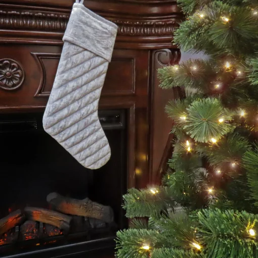 Discount National Tree Company 19" Hgtv Home Collection Quilted Velvet Stocking, Silver