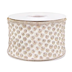 Flash Sale National Tree Company 3" Hgtv Home Collection Rainer Jacquard Tissue Back Ribbon, Gold
