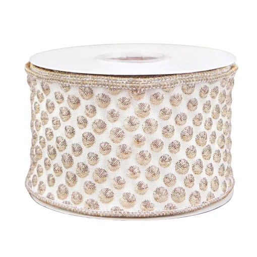 Flash Sale National Tree Company 3" Hgtv Home Collection Rainer Jacquard Tissue Back Ribbon, Gold