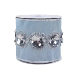 Store National Tree Company 4" Hgtv Home Collection Sequin Beaded Taffeta Ribbon, Blue