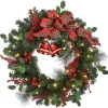 Clearance National Tree Company 30" Holiday Plaid Bow Prelit Wreath