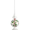 Hot National Tree Company 15" Holly Leaves Glass Christmas Tree Topper