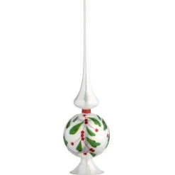 Hot National Tree Company 15" Holly Leaves Glass Christmas Tree Topper