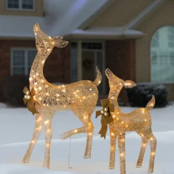 Discount National Tree Company 38 In. And 28 In. Pre-Lit Fawn With Doe Decoration