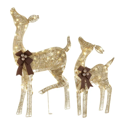 Discount National Tree Company 38 In. And 28 In. Pre-Lit Fawn With Doe Decoration