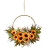 20" Leafy Sunflower Wreath On Decorative Ring^National Tree Company Sale