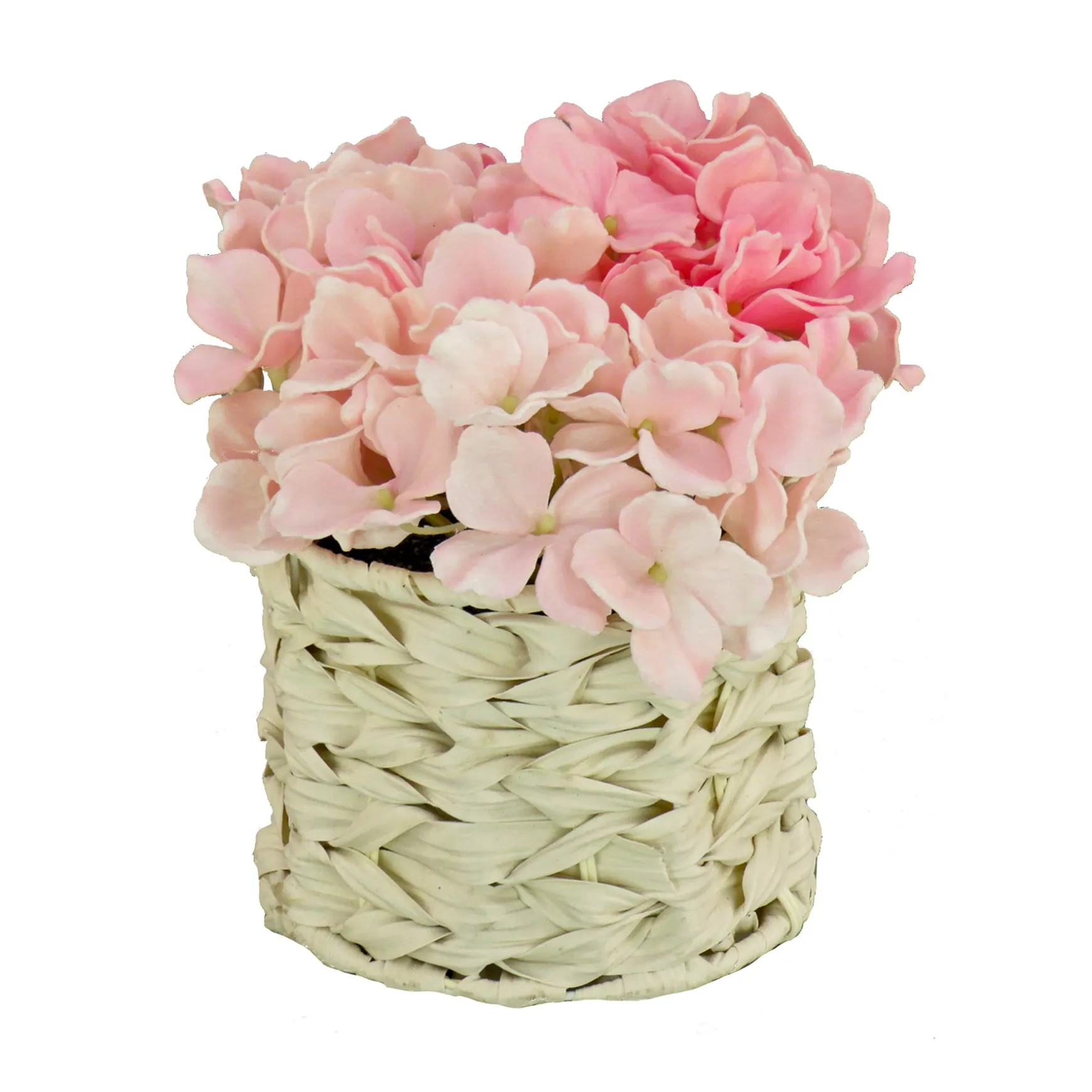 10" Light Pink Hydrangea Bouquet In White Basket^National Tree Company Best