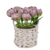 Shop National Tree Company 10" Light Purple Peony Flower Bouquet In White Basket