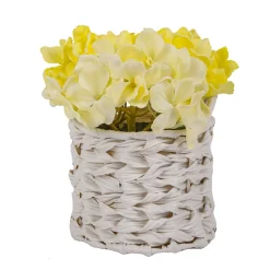 Hot National Tree Company 10" Light Yellow Hydrangea Bouquet In White Basket