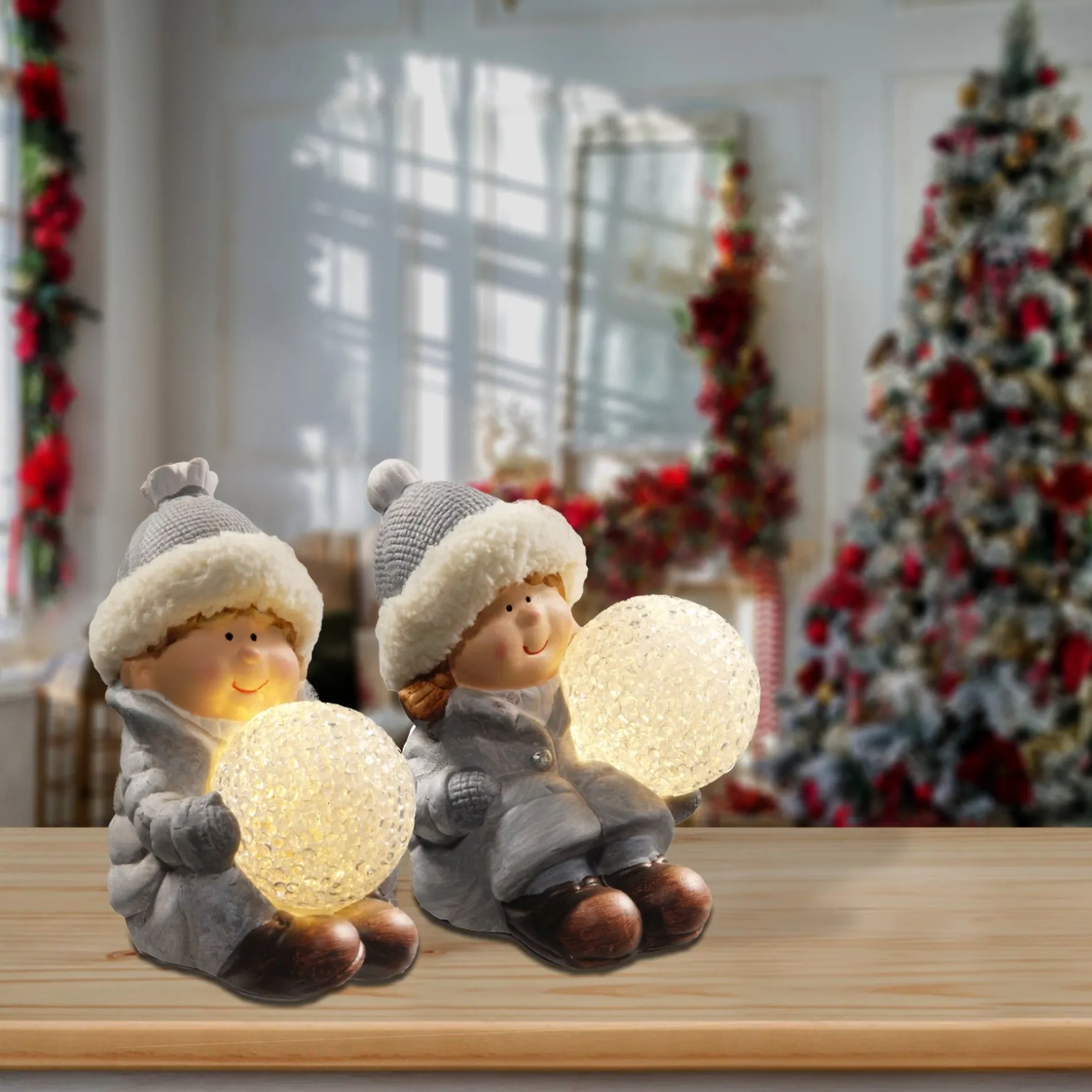 Store National Tree Company 5.5" Lighted Boy & Girl Decor Piece