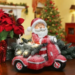 Fashion National Tree Company 14" Lighted Santa On Scooter
