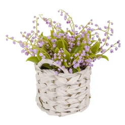 Store National Tree Company 11" Mauve Lily-Of-The-Valley Flowers In White Basket