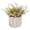 11" Mauve Lily-Of-The-Valley Flowers In White Basket^National Tree Company Sale
