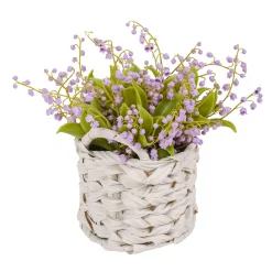 11" Mauve Lily-Of-The-Valley Flowers In White Basket^National Tree Company Sale