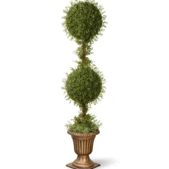 60" Mini Tea Leaf 2 Ball Topiary With Black And Gold Urn^National Tree Company Flash Sale