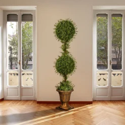 Best Sale National Tree Company 60" Mini Tea Leaf 2 Ball Topiary With Black And Gold Urn