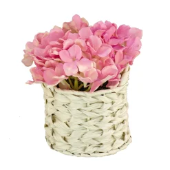 Discount National Tree Company 10" Mixed Mauve Hydrangea Bouquet In White Basket