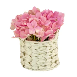 10" Mixed Mauve Hydrangea Bouquet In White Basket^National Tree Company Discount