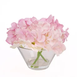 8" Mixed Mauve Hydrangea Bouquet In Glass Vase^National Tree Company Outlet