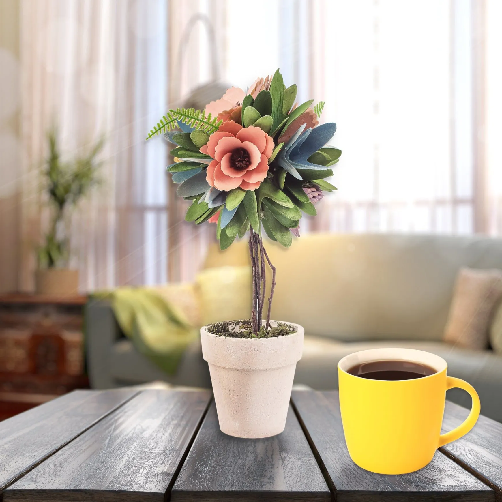 New National Tree Company 12" Multicolor Spring Floral Topiary Decor