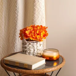 Shop National Tree Company 10" Orange Hydrangea Bouquet In White Basket