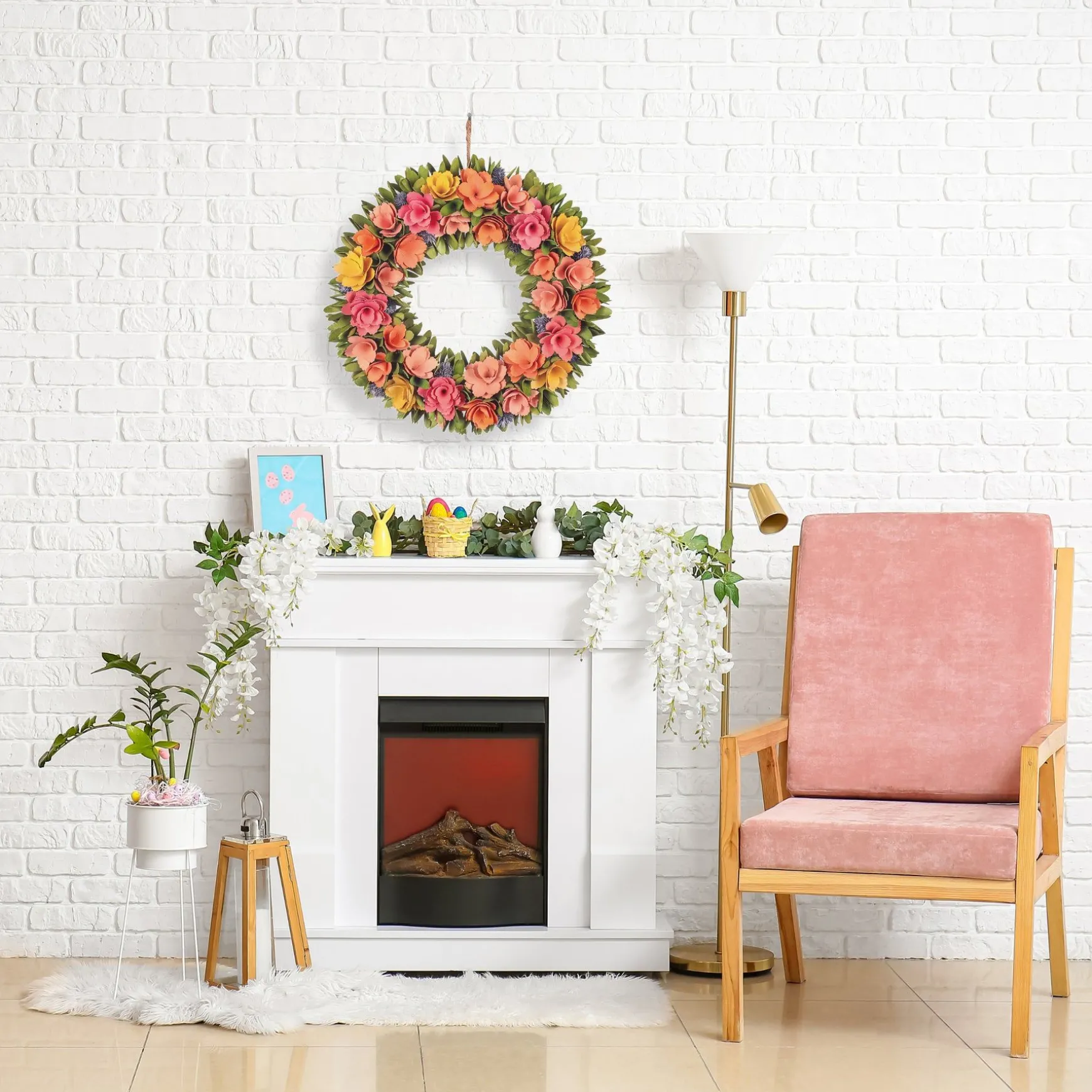 Sale National Tree Company 18" Pastel Colors Spring Floral Wreath