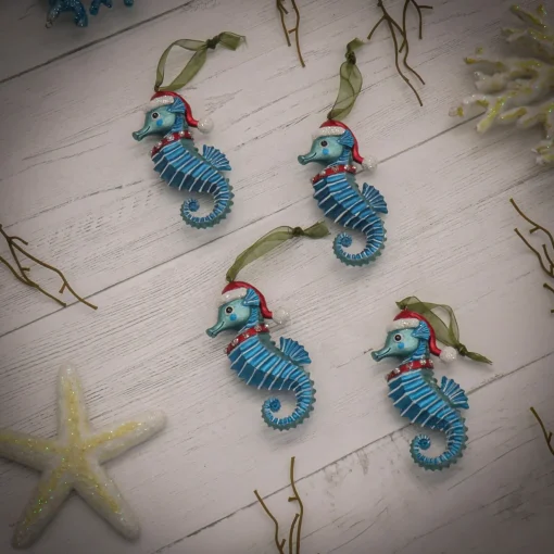 Fashion National Tree Company 4 Piece Hgtv Home Collection Teal Seahorse Ornaments