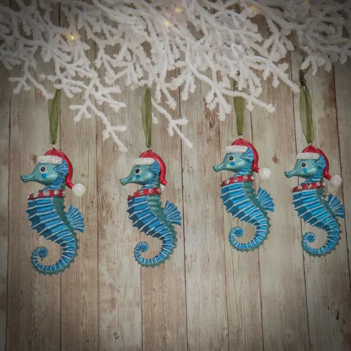 Fashion National Tree Company 4 Piece Hgtv Home Collection Teal Seahorse Ornaments