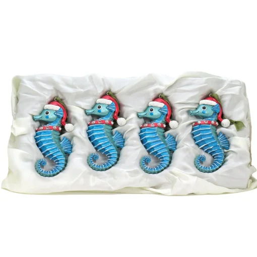 Fashion National Tree Company 4 Piece Hgtv Home Collection Teal Seahorse Ornaments