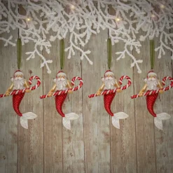 Sale National Tree Company 4 Piece Hgtv Home Collection Santa Merman Ornaments