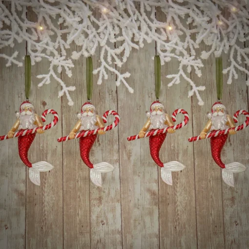 Sale National Tree Company 4 Piece Hgtv Home Collection Santa Merman Ornaments