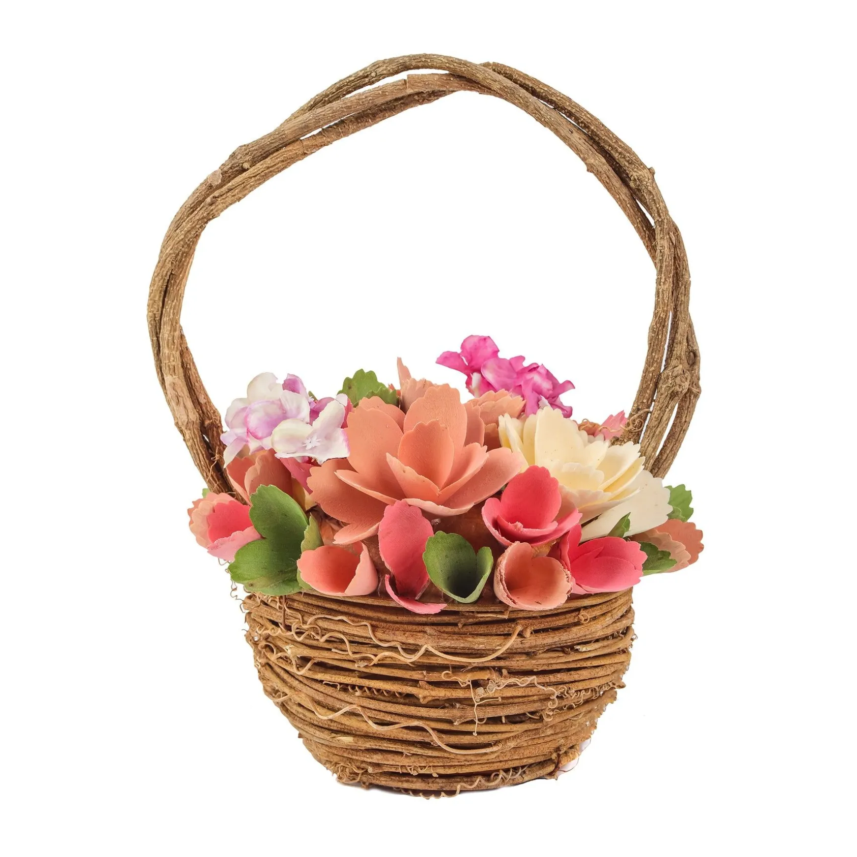 Hot National Tree Company 10" Pink Floral Basket Decor