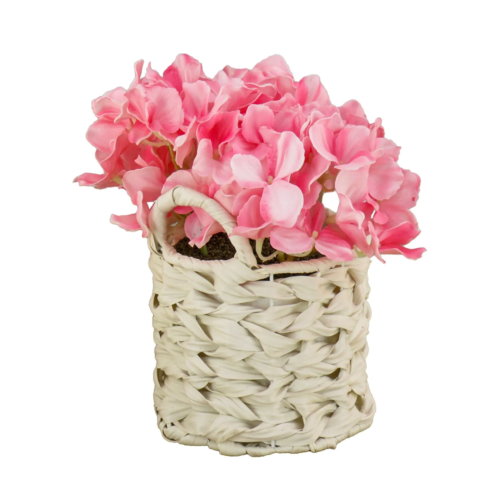 10" Pink Hydrangea Bouquet In White Basket^National Tree Company Best