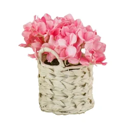 Flash Sale National Tree Company 10" Pink Hydrangea Bouquet In White Basket