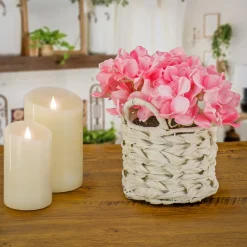 Flash Sale National Tree Company 10" Pink Hydrangea Bouquet In White Basket