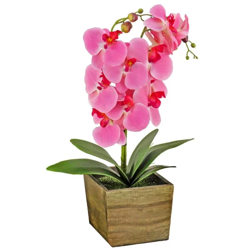 Clearance National Tree Company 21" Pink Orchid Flower In Wood Box
