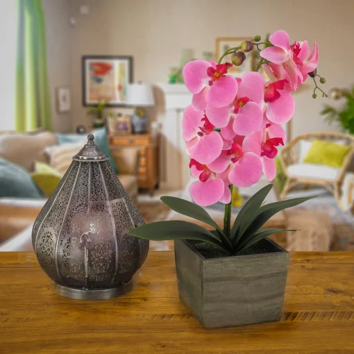 Clearance National Tree Company 21" Pink Orchid Flower In Wood Box