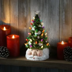Online National Tree Company 14" Pre-Lit Christmas Tree With Santa Base