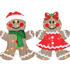 Discount National Tree Company 35" Pre-Lit Gingerbread Cookie Couple