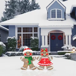 Discount National Tree Company 35" Pre-Lit Gingerbread Cookie Couple