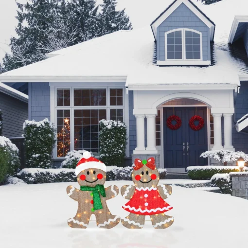 Discount National Tree Company 35" Pre-Lit Gingerbread Cookie Couple