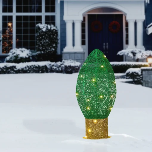 Shop National Tree Company 20" Pre-Lit Green Christmas Light Bulb Decoration
